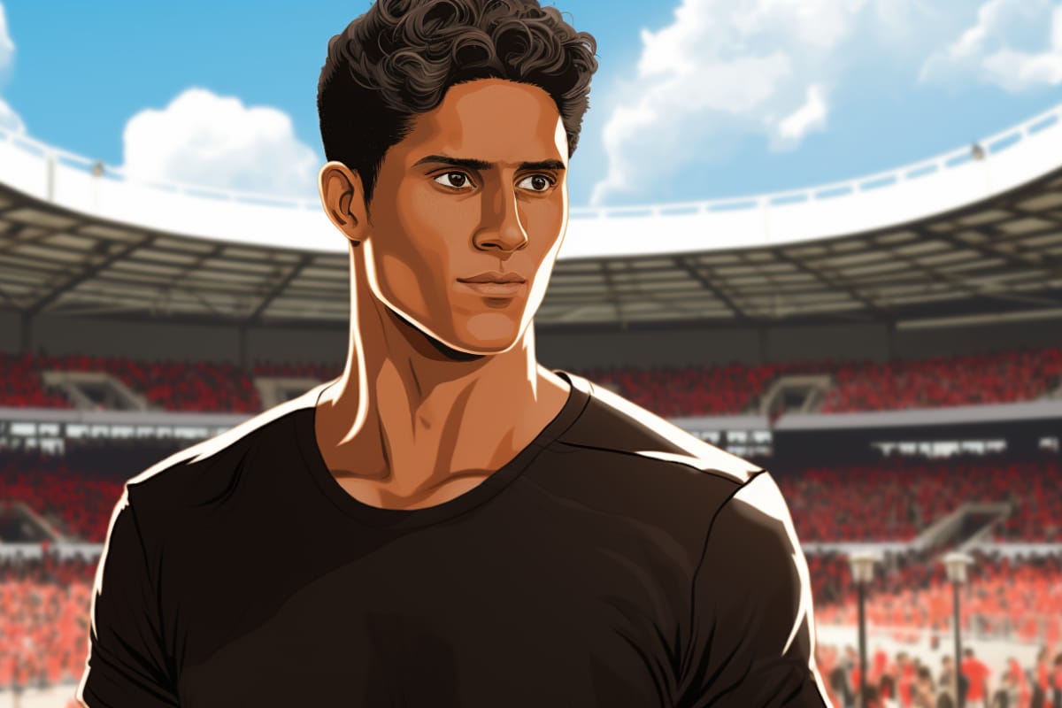 Football player with black shirt standing in stadium