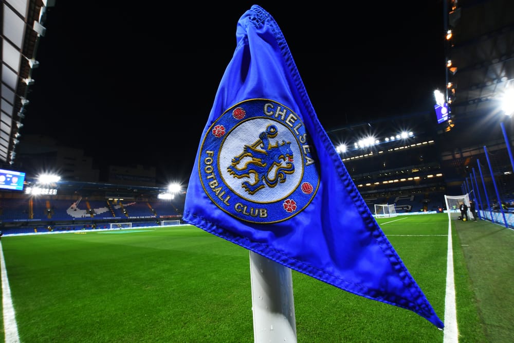 Corner flag with Chelsea crest pictured