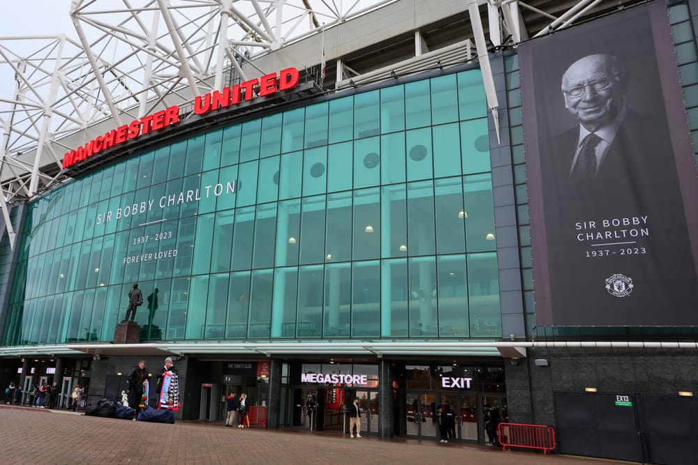 Tributes to the late Sir Bobby Charlton outside of Old Trafford