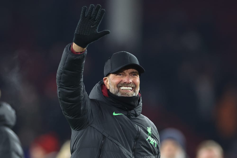 Jürgen Klopp manager of Liverpool celebrates his teams win