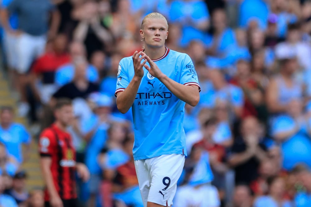 Erling Haaland #9 of Manchester City.
