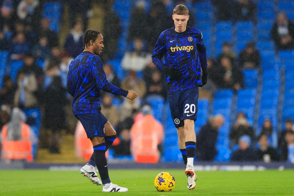 Cole Palmer and Raheem Sterling of Chelsea.